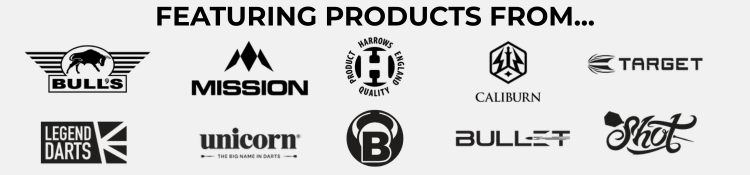 Featuring products from Bulls, Mission, Harrows, Caliburn, Target, Legend Darts, Unicorn, Bullet and Shot